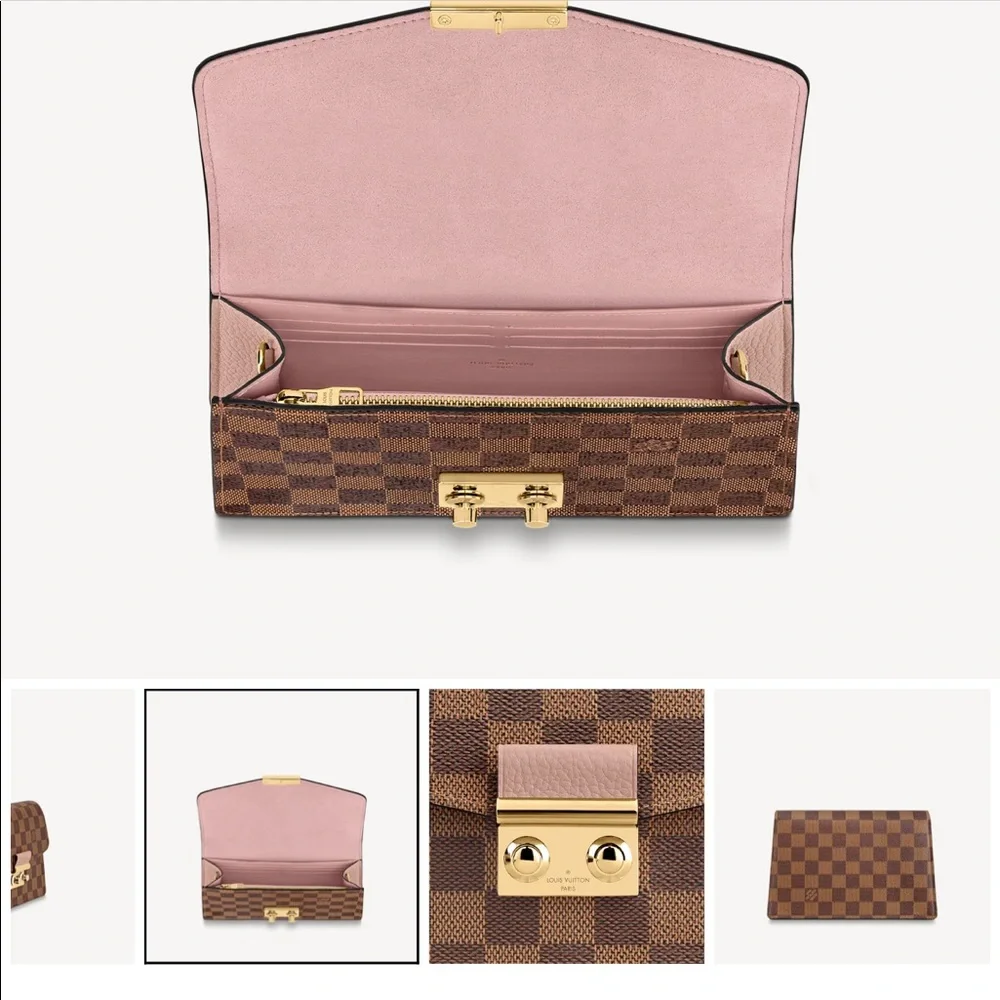 Louis Vuitton Croisette Chain Wallet Crossbody Bag Rose Ballerine Pink i…